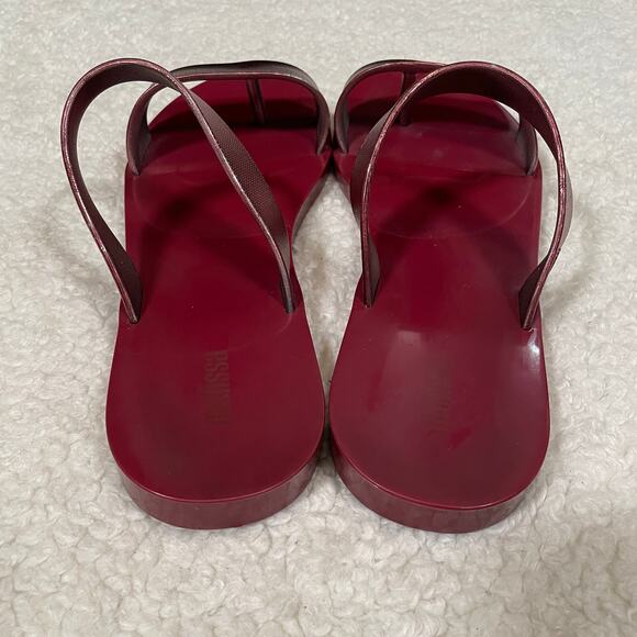 Melissa Love Lip Sandals Red Metallic Slide Thongs Plastic 8 - Picture 7 of 9
